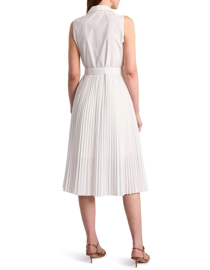 Tehile Pleat Shirt Dress in Ivory image 4