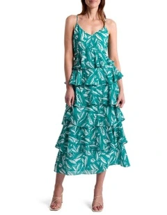 Cyrus Tiered Dress in Teal