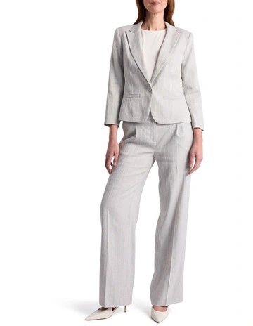 Ondina Linen Blend Jacket in Grey Stripe