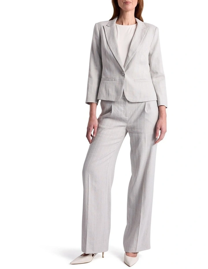 Ondina Linen Blend Jacket in Grey Stripe image 2