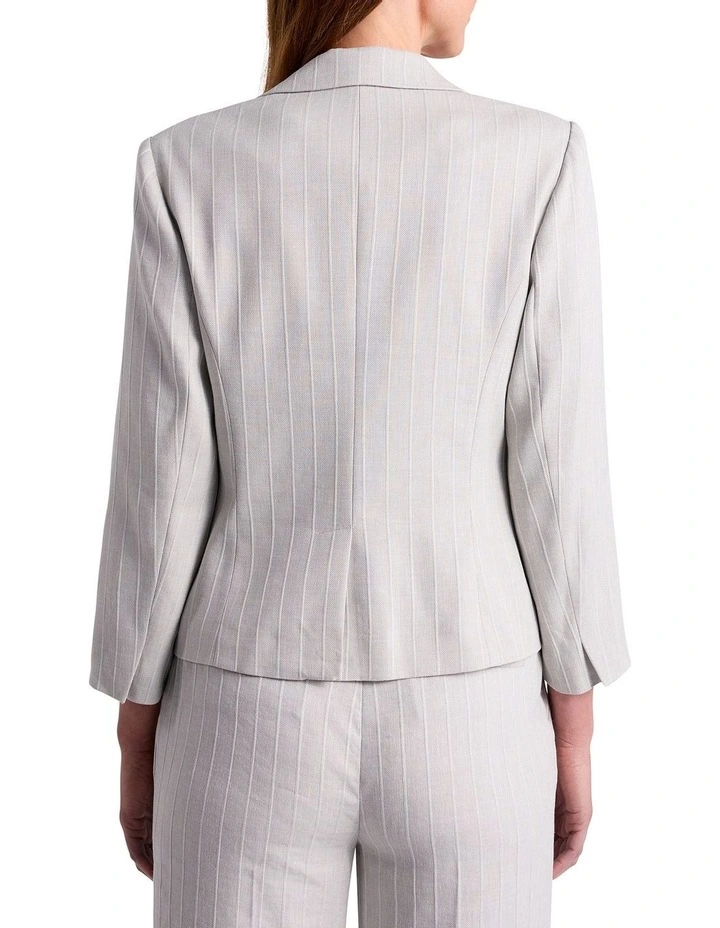 Ondina Linen Blend Jacket in Grey Stripe image 4