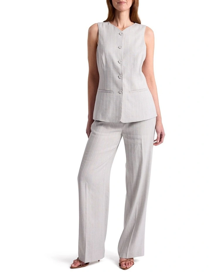 Ondina Linen Blend Vest in Grey Stripe image 2
