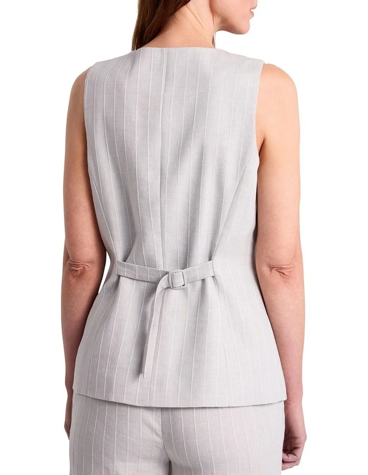 Ondina Linen Blend Vest in Grey Stripe image 4