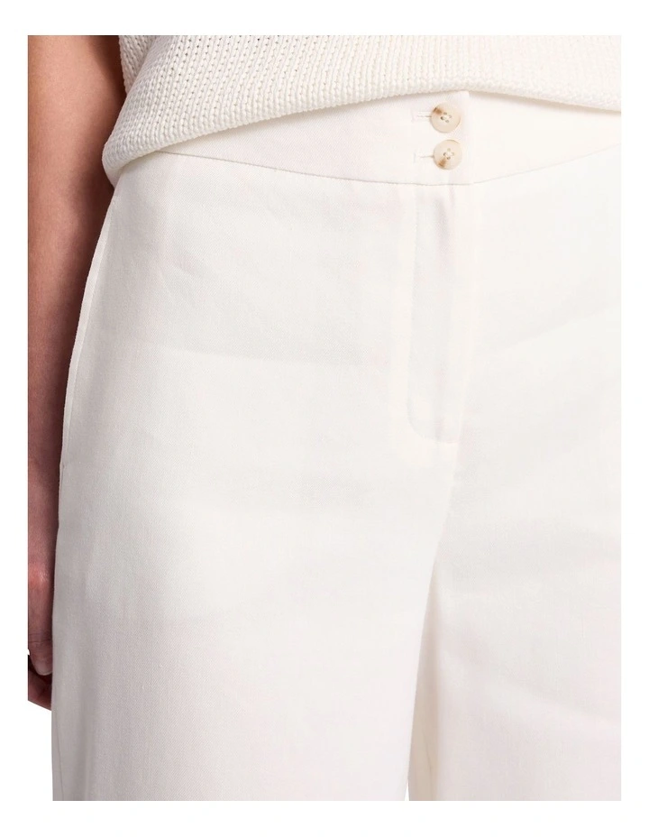 Mila Wide Leg Linen Blend Pant in Ivory image 3