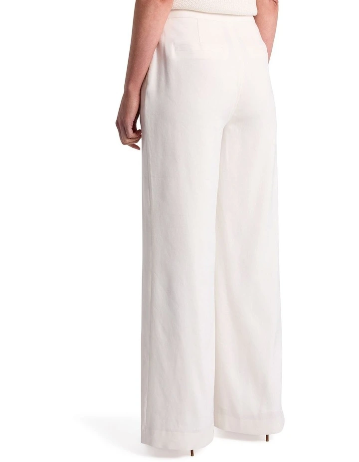 Mila Wide Leg Linen Blend Pant in Ivory image 4