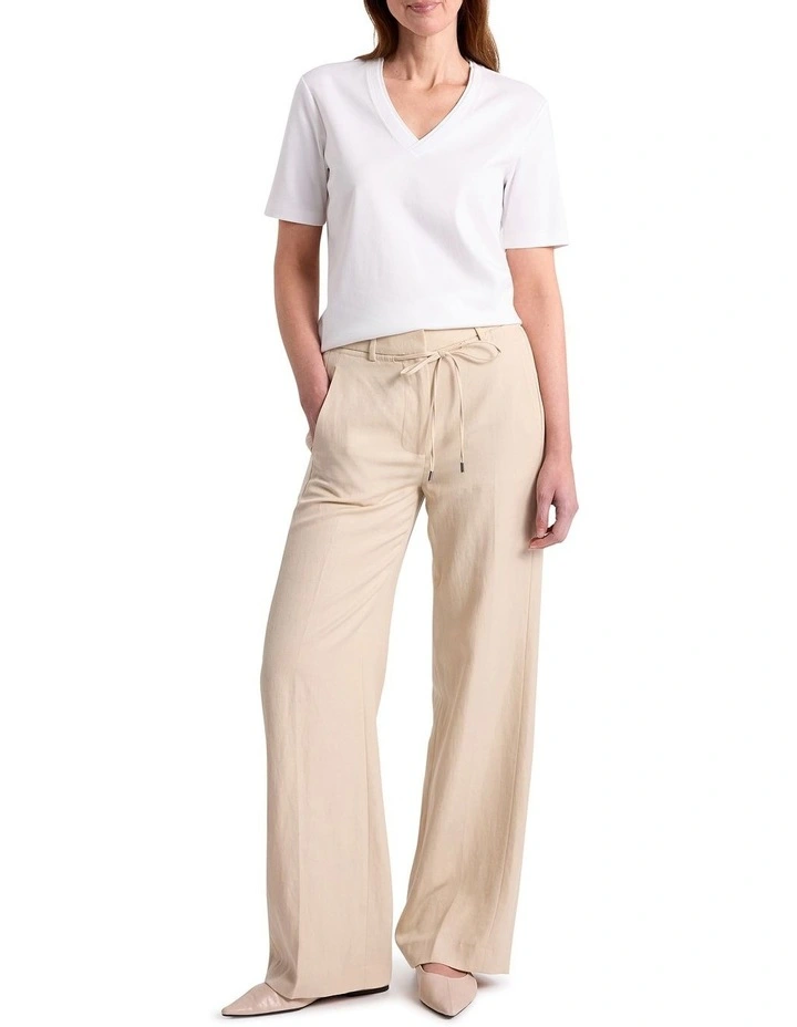 Misty V Neck Cotton Tee in Ivory image 2