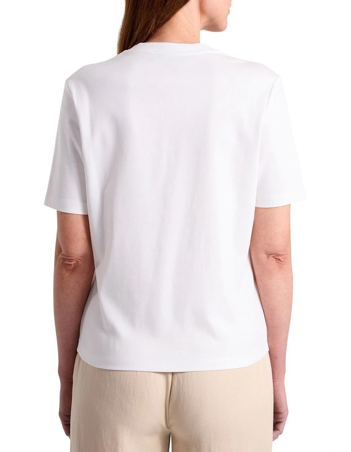 Misty V Neck Cotton Tee in Ivory image 4