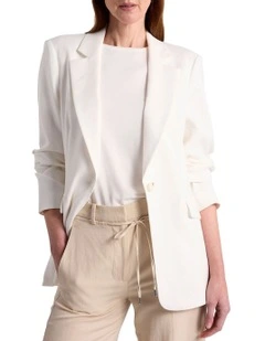 Mila Linen Blend Blazer in Ivory