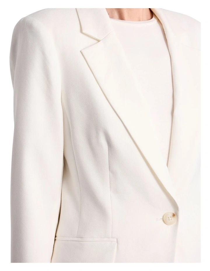 Mila Linen Blend Blazer in Ivory image 3