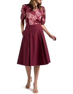 Romola Cotton Skirt in Shiraz Red