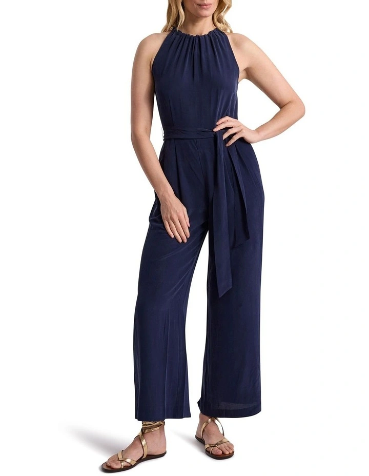 Gisele Silk Jumpsuit in Navy image 1