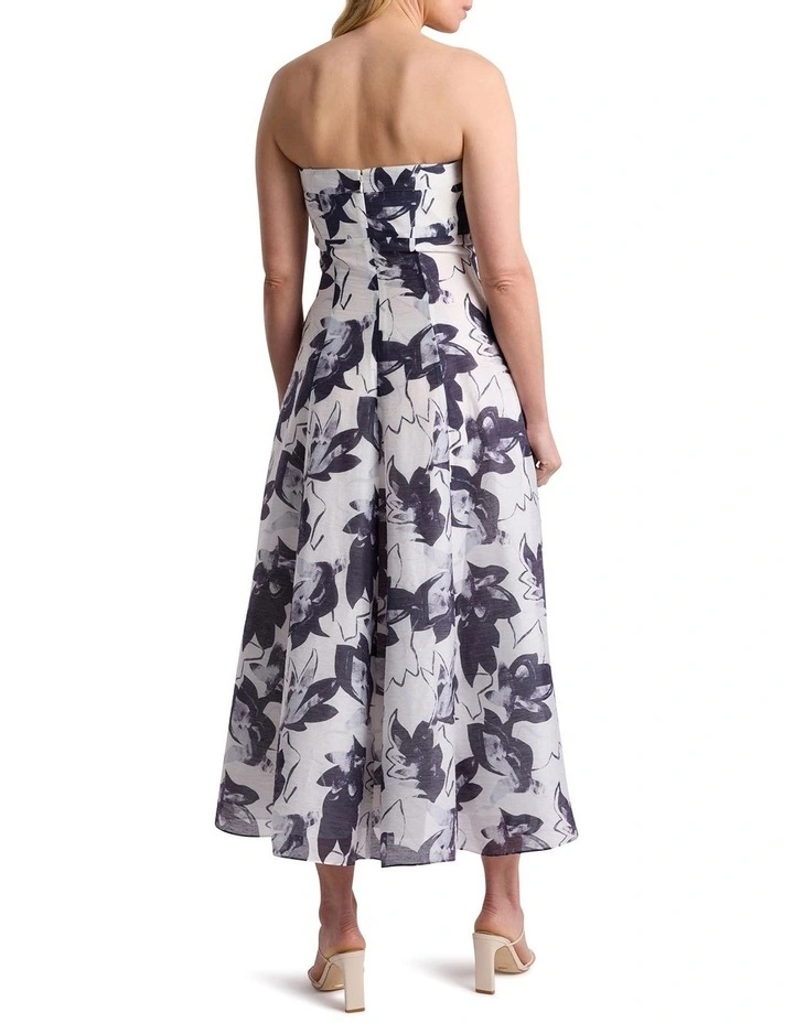 Cora Strapless Dress in Ivory Multi image 3