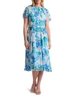 Odile Viscose Dress in Blue Multi