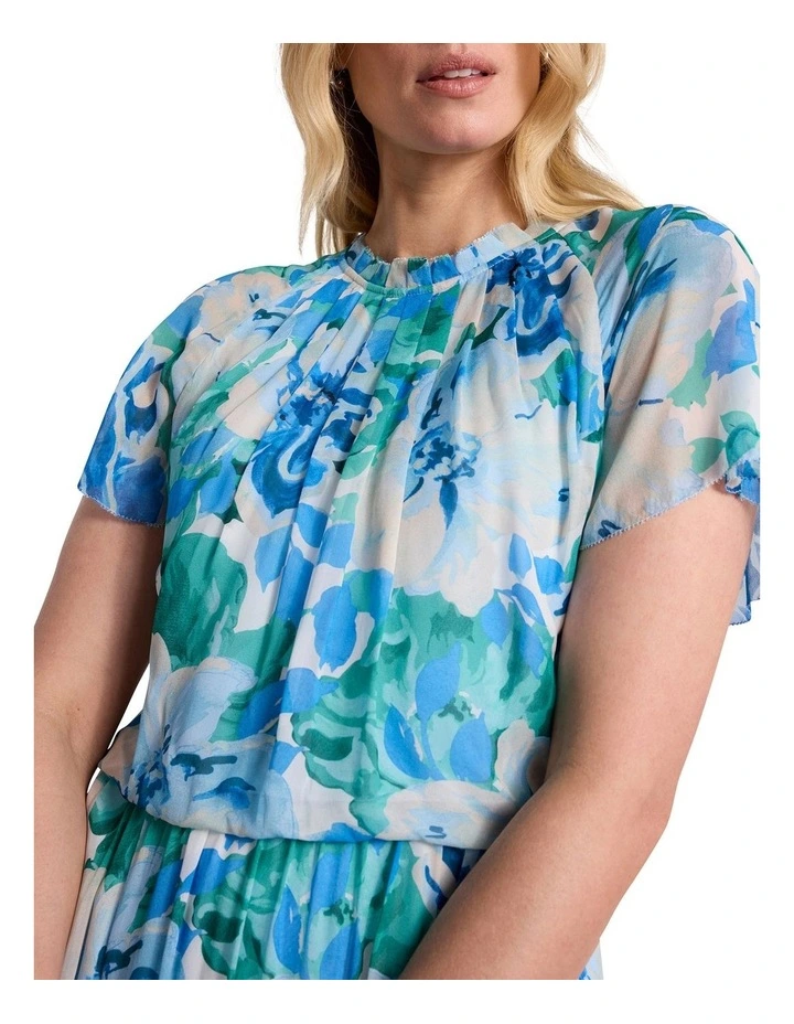 Odile Viscose Dress in Blue Multi image 3