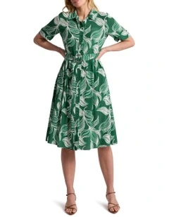 Summayya Shirt Dress in Green Multi