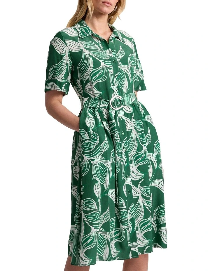 Summayya Shirt Dress in Green Multi image 2