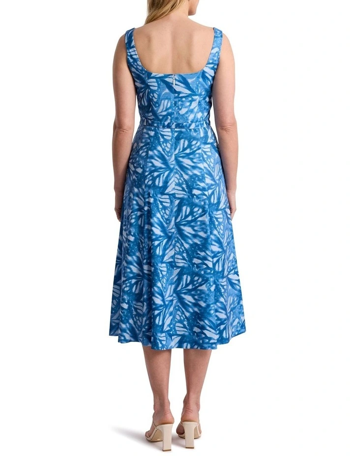 Monica Stretch Linen Dress in Blue Multi image 3