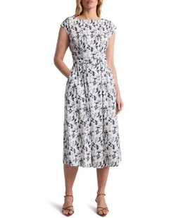 Nanette Linen Blend Dress in Ivory Multi