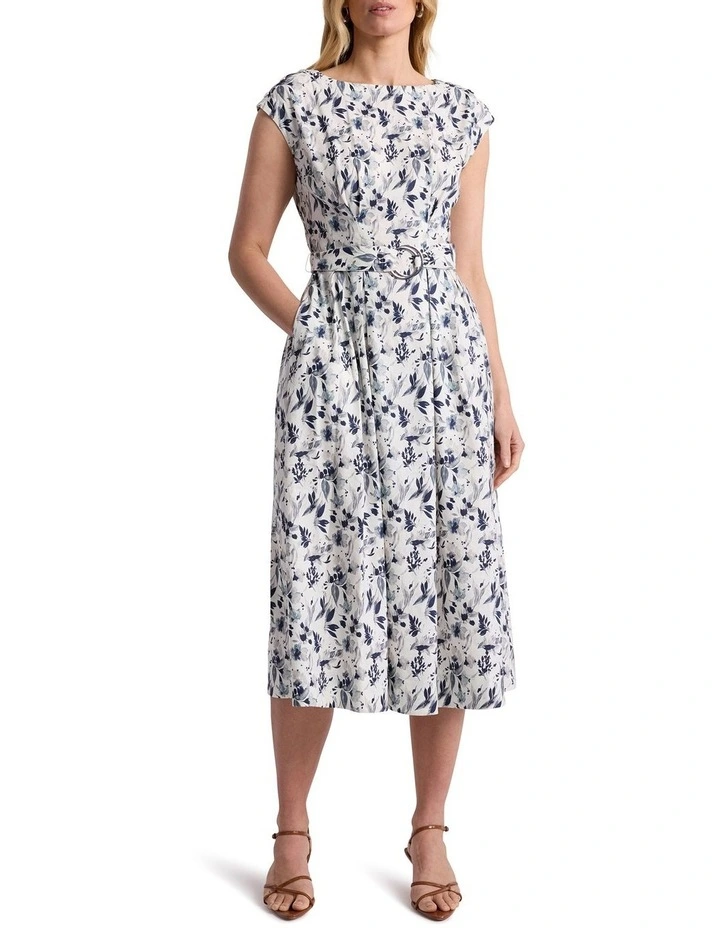 Nanette Linen Blend Dress in Ivory Multi image 1