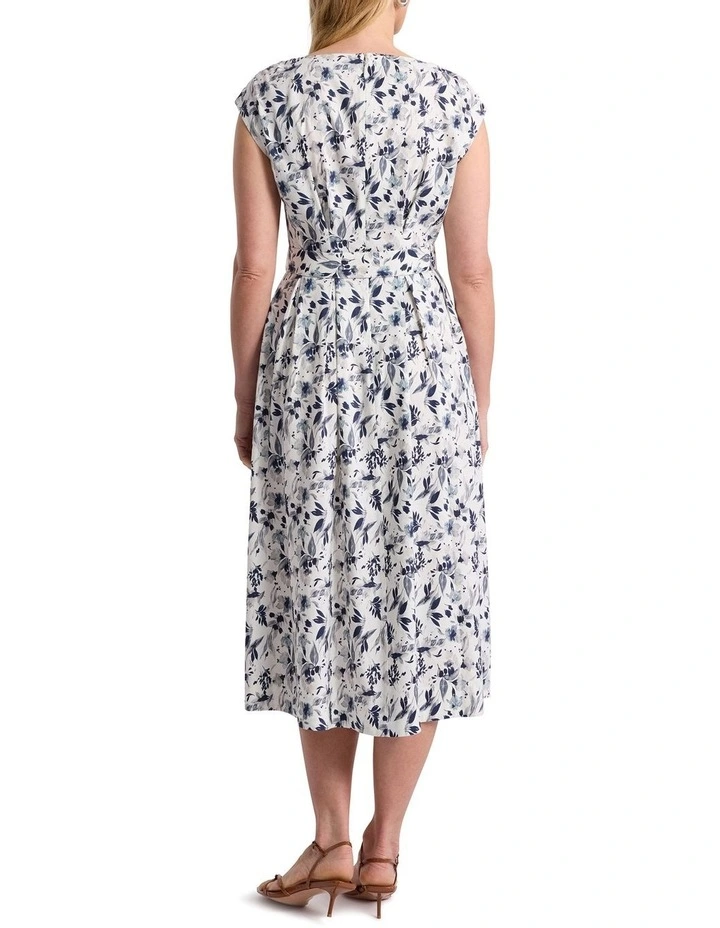 Nanette Linen Blend Dress in Ivory Multi image 3