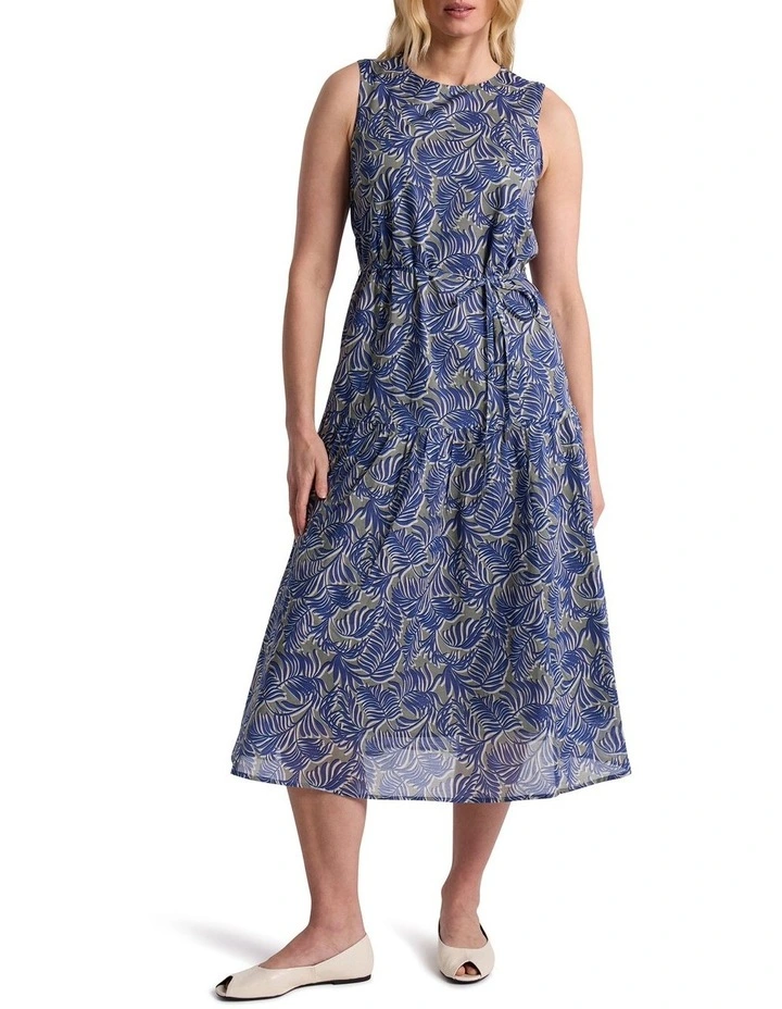 Fern Sleeveless Cotton Dress in Green Multi image 1