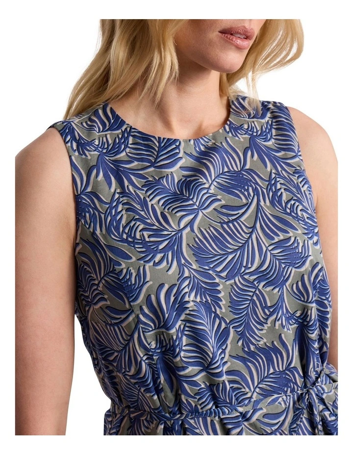 Fern Sleeveless Cotton Dress in Green Multi image 3