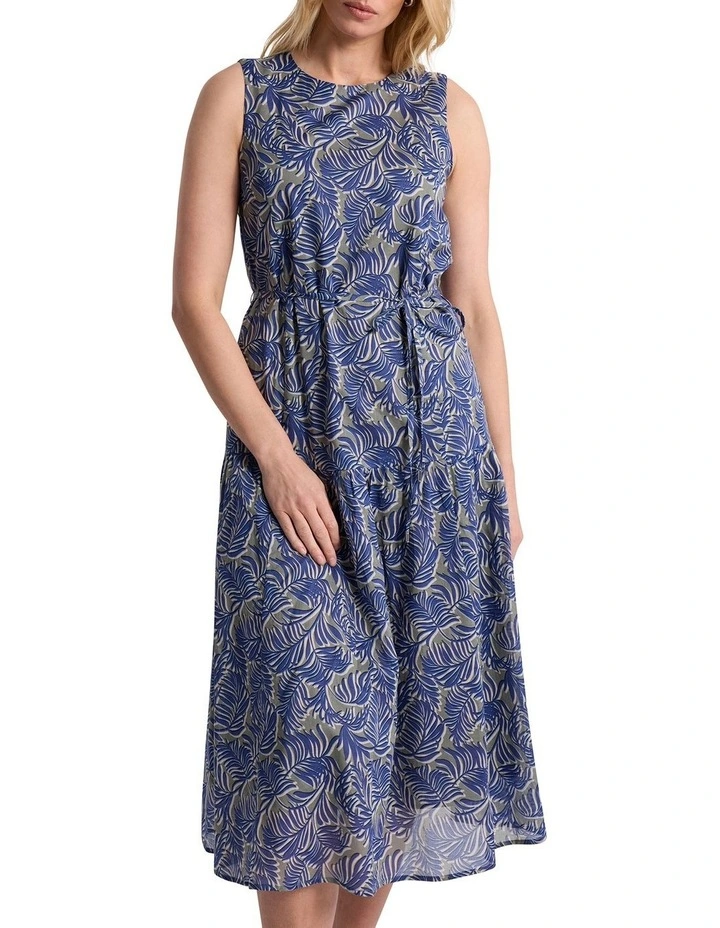 Fern Sleeveless Cotton Dress in Green Multi image 4