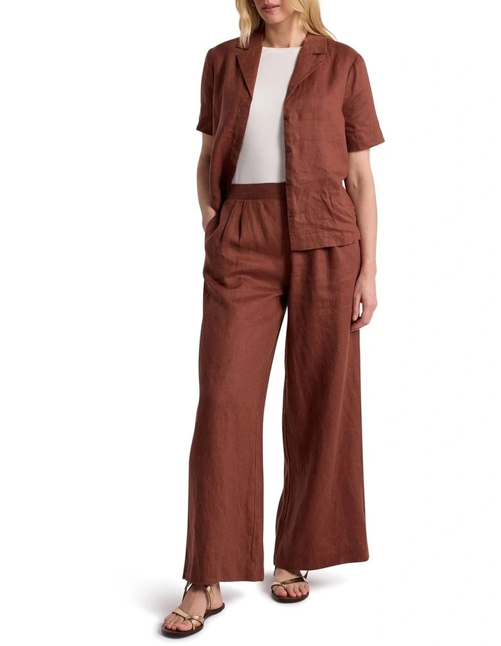 Prue Wide Leg Linen Pant in Terracotta image 1