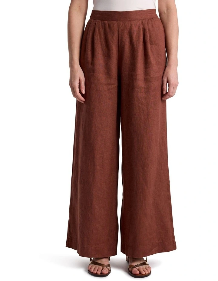 Prue Wide Leg Linen Pant in Terracotta image 2