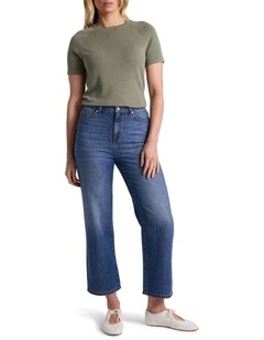 Goldie Crop Jean in Mid Wash