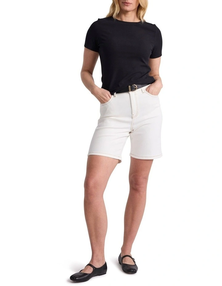 Thea Denim Short in White image 1