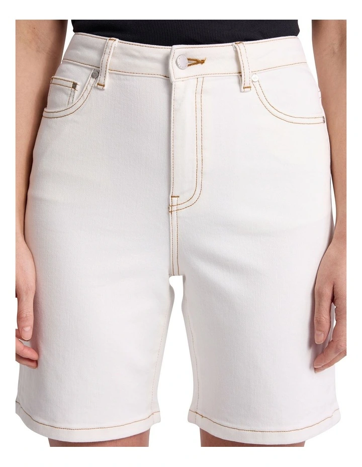 Thea Denim Short in White image 3