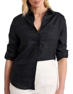 Elias Linen Shirt in Black