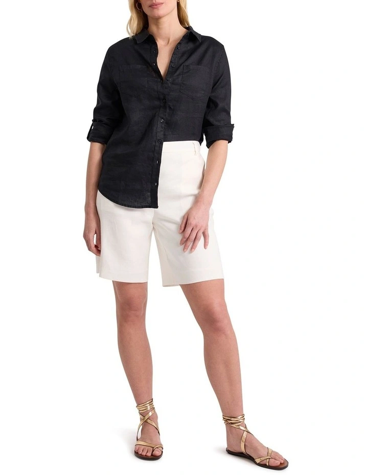 Elias Linen Shirt in Black image 2