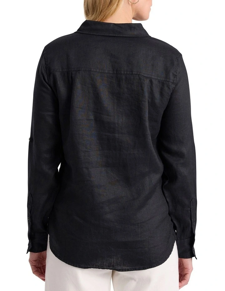 Elias Linen Shirt in Black image 5