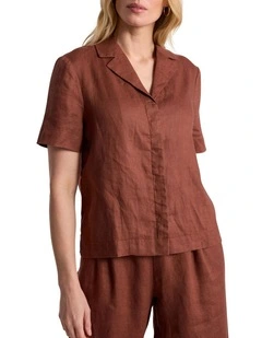 Leslie Linen Shirt in Terracotta