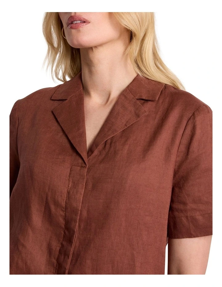 Leslie Linen Shirt in Terracotta image 3
