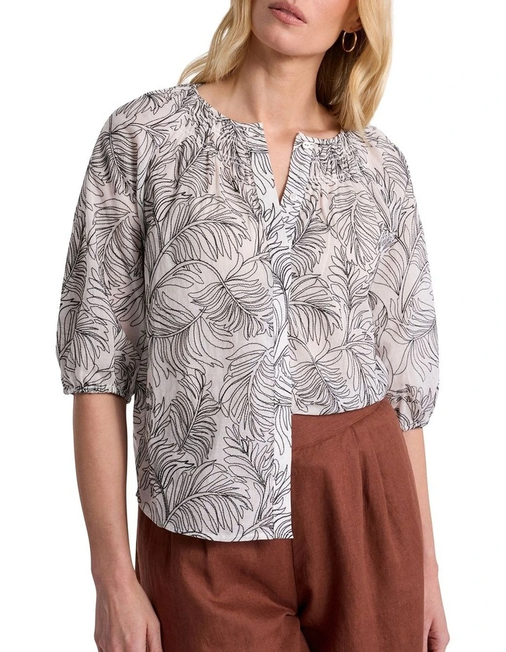 Fern Embroidered Blouse in Ivory Multi image 1