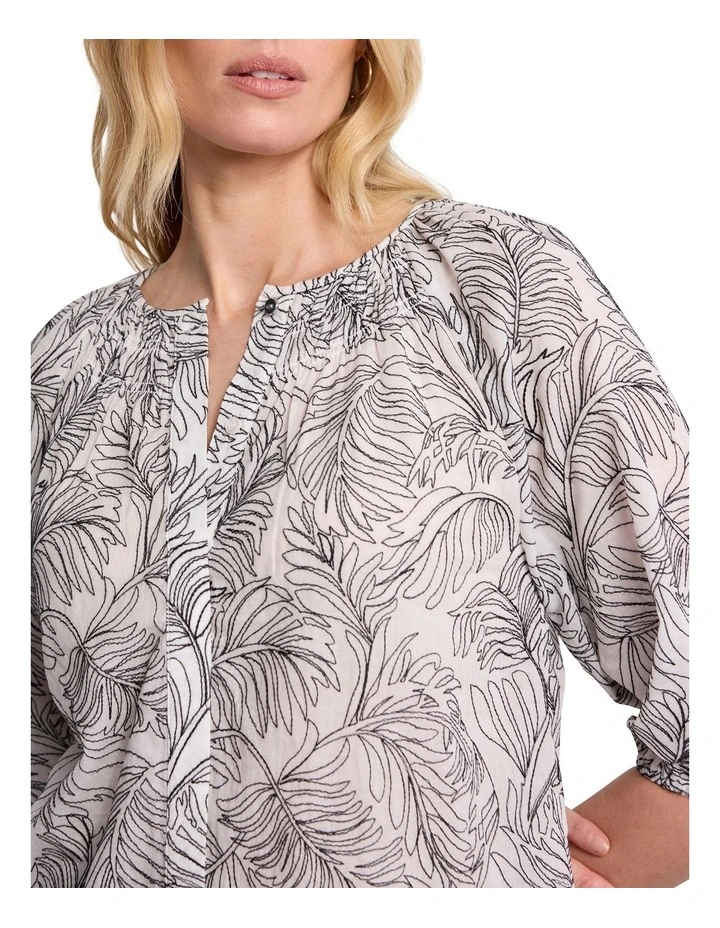 Fern Embroidered Blouse in Ivory Multi image 3