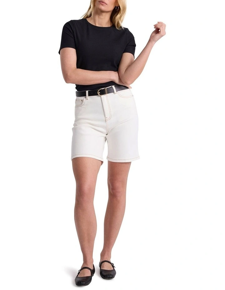 Penelope Cotton Rib Tee in Black image 2