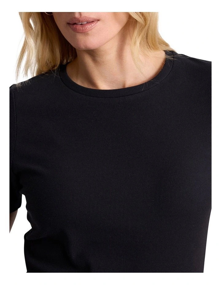 Penelope Cotton Rib Tee in Black image 3