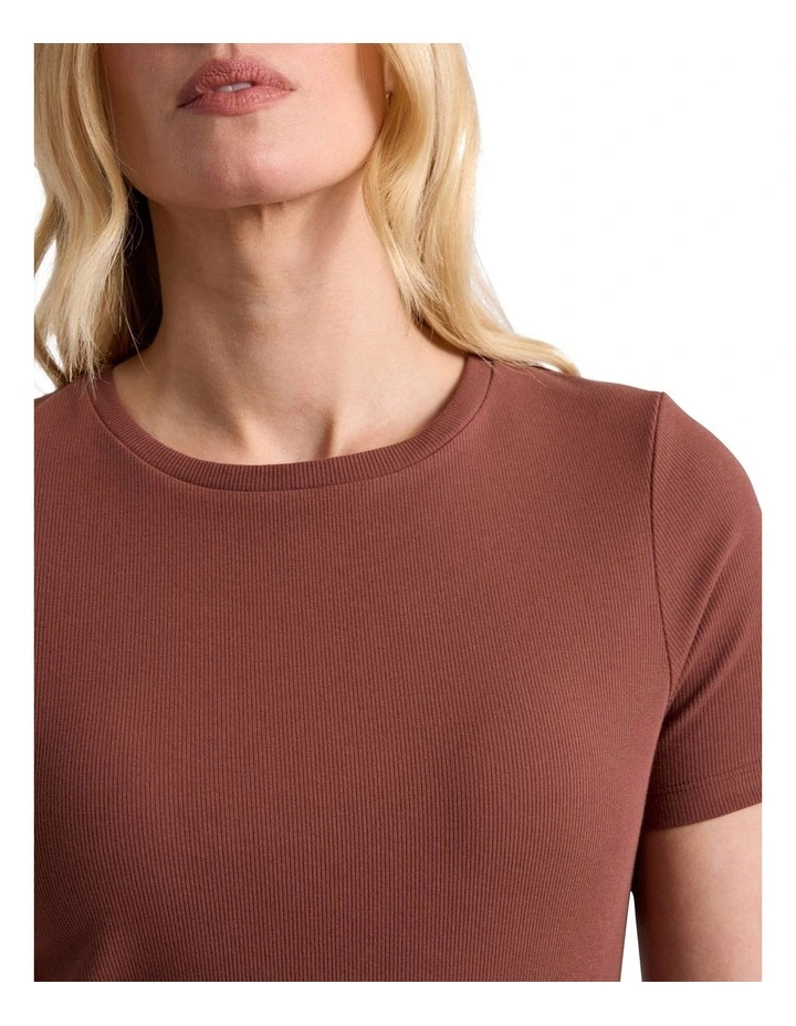 Penelope Cotton Rib Tee in Terracotta image 3