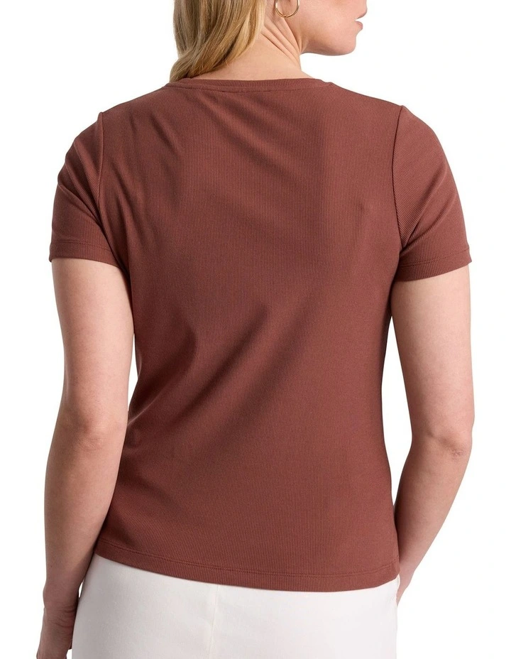 Penelope Cotton Rib Tee in Terracotta image 5