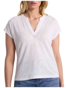 Erika Linen Jersey Top in Ivory