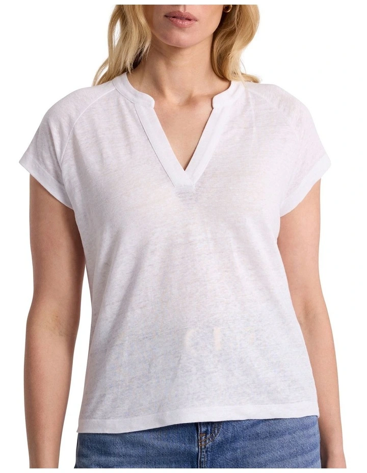 Erika Linen Jersey Top in Ivory image 1