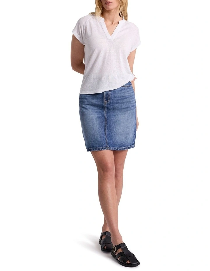 Erika Linen Jersey Top in Ivory image 2