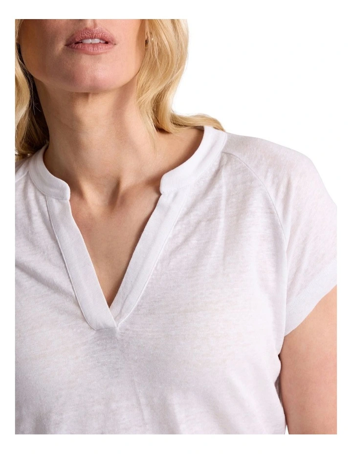 Erika Linen Jersey Top in Ivory image 3