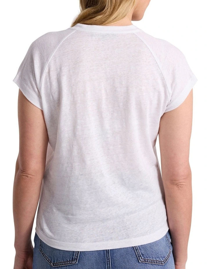 Erika Linen Jersey Top in Ivory image 5