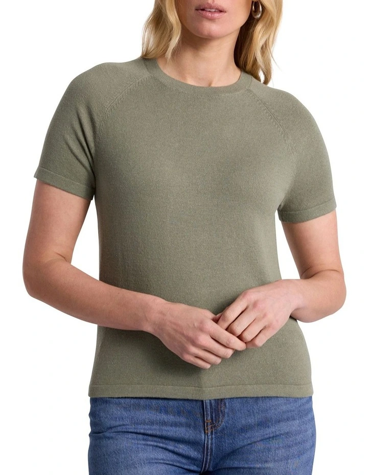 Audrie Linen Blend Knit in Oregano Green image 1