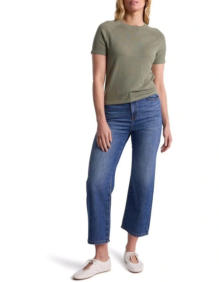 Audrie Linen Blend Knit in Oregano Green image 2